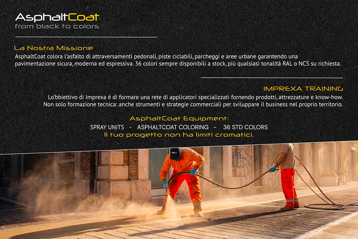 Imprexa AsphaltCoat — colorazione dell'asfalto per attraversamenti, ciclabili e aree urbane