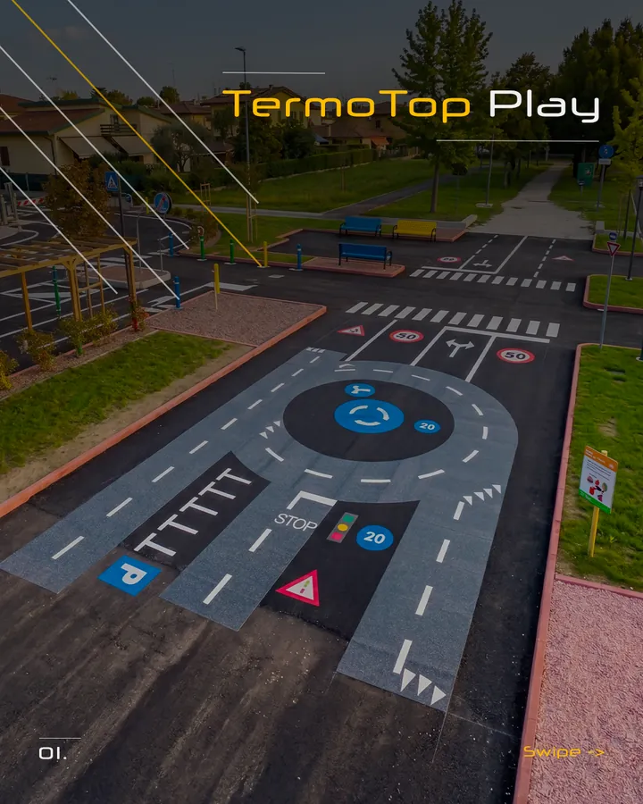 Post Instagram TermoTop Play: percorso di educazione stradale visto dall'alto