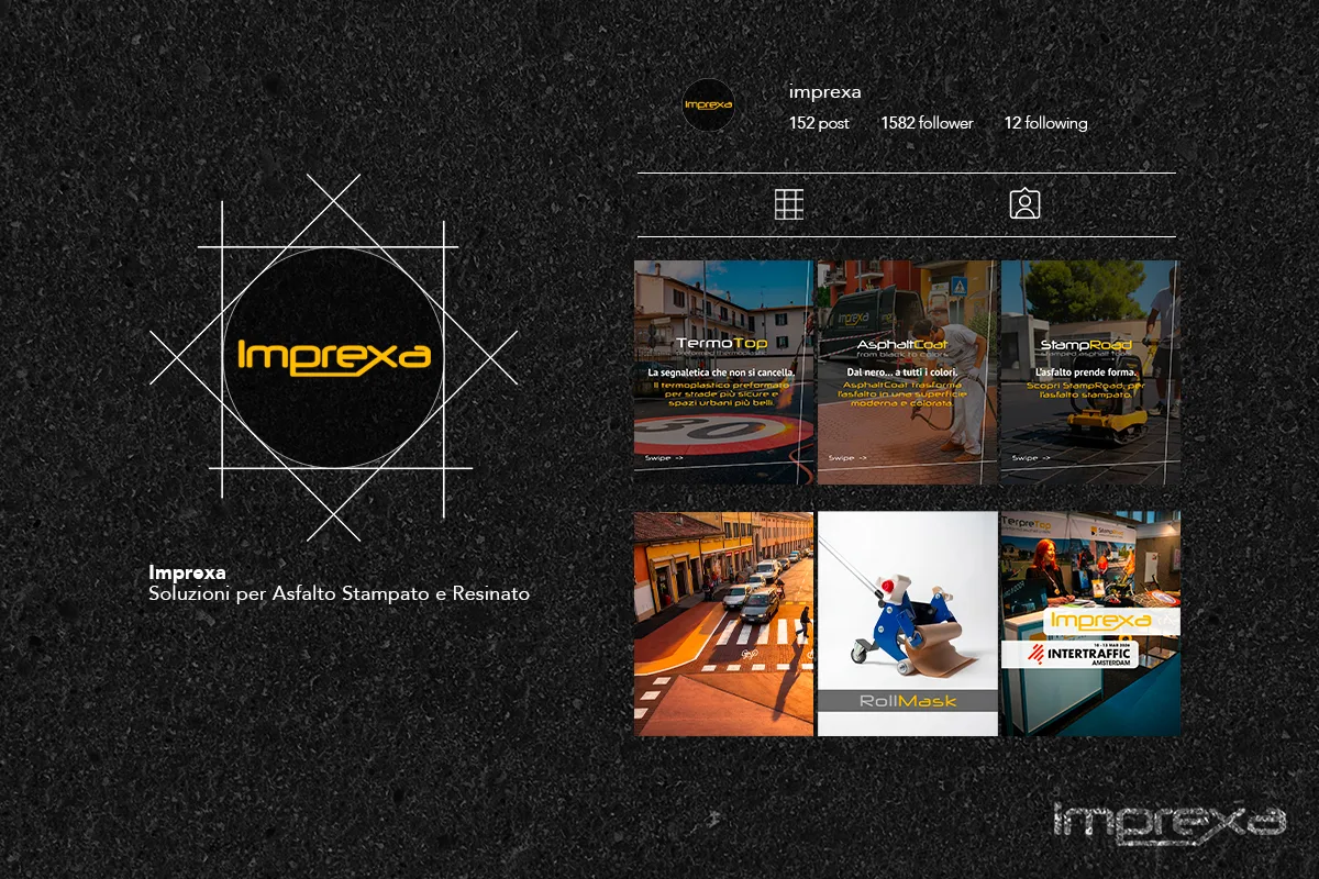 Imprexa — profilo Instagram e griglia dei lavori