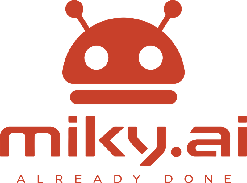 Miky — lockup A: simbolo, logotipo miky.ai e payoff ALREADY DONE in Lobster