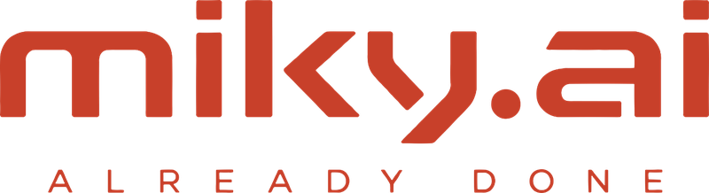 Miky — lockup C: logotipo miky.ai con payoff in Lobster